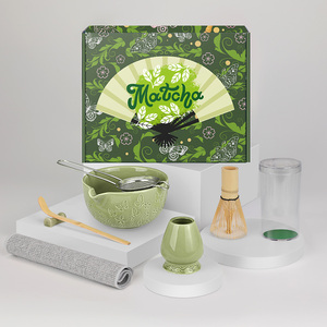 Juego de Té Matcha Tradicional Japonés de 7 Piezas, Tazón Grabado, Batidor de Bambú con Diseño de Mariposa, Cerámica de Alta Calidad - Product Image 1