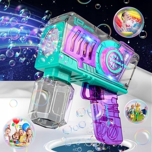 Pistolet à bulles automatique transparent lumineux pour enfants 10 trous bulles baguettes <span class=keywords><strong>Blaster</strong></span> pour les tout-petits avec lumières LED - Product Image 3