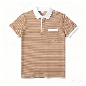 2026 नए डिजाइन लघु आस्तीन पोलो टी शर्ट नीचे कॉलर पुरुषों की धारीदार पुरुषों की गोल्फ लैपल पोलो शर्ट - Product Image 3