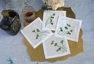 Servilletas de Cóctel de Lino Little Sprout – Servilletas Reutilizables 100% Lino Natural, Diseño Botánico Verde Fresco para Bar, Fiesta - Product Image 3