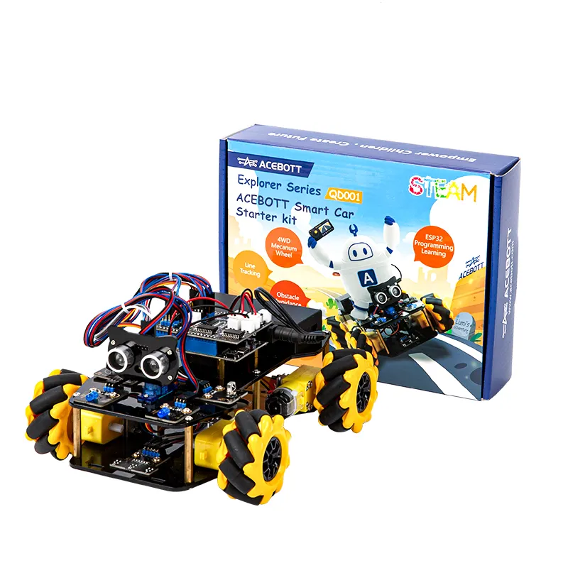 BXF ESP32 4WD Kit Robot kamera pintar, Kit pemula mobil Robot pemrograman penghindar halangan UNTUK arduino