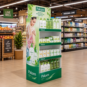 Body Wash Paper Corrugated Floor Display, Custom Cardboard <b>Stand</b> for Shower Gel, Supermarket Personal Care Aisle Merchandising - Product Image 3