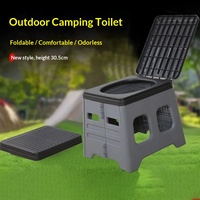 Toilettes portables, toilettes de camping, pot de toilette extérieur en plastique PP pour adultes avec couvercle, commode pliable pour le camping, le camping-car, la pêche, les situations d'urgence