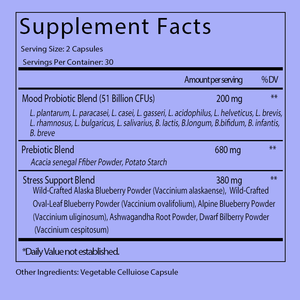 Suplemento Probiótico para el Apoyo del Estado de Ánimo, Favorece un Estado de Ánimo Equilibrado, una Respuesta Saludable al Estrés y la Salud Digestiva con Prebióticos - Product Image 2