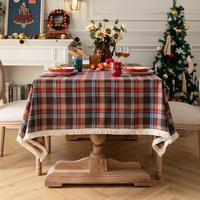 Housse de table basse, style vintage américain, classique britannique, rouge et vert à carreaux, nappe de Noël, nappe de fête, nappe française, luxe léger