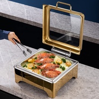 Plats de service pour la restauration, ensemble de chafing de luxe, chauffe-plats de buffet 6L en acier inoxydable à alcool avec couvercle suspendu pour mariage et fête