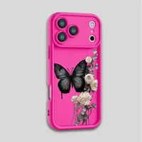 Coque de téléphone pour iPhone X XR XS SE 4 11 12 13 MINI 14 15 16 16E 17 AIR PLUS PRO MAX, coque souple antichoc, fleurs, papillons