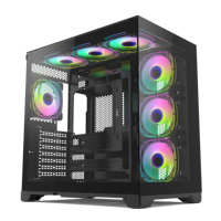 Tour de bureau panoramique en verre trempé avec verre latéral lcd boîtier de pc blanc armoire cpu atx boîtier d'ordinateur de jeu de refroidissement