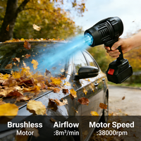 Souffleur à jet turbo sans balais VERTAK, souffleur à feuilles portable, pistolet à air pour sécher les voitures, pour patio, feuilles, poussière, neige, nettoyage de voitures