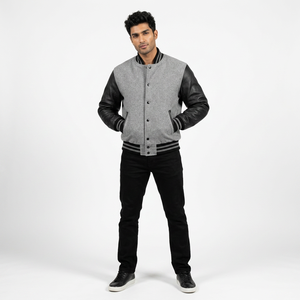 100% Wool Varsity <b>Jacket</b> <b>Long</b> Sleeves Quilted Lining Button Closure Breathable Knitted Logo Winter Varsity <b>Jacket</b> for <b>man</b> - Product Image 1