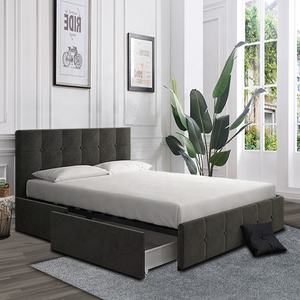 <span class=keywords><strong>Lit</strong></span> moderne rembourré avec tiroirs doubles en bois et sommier à ressorts, livré en un seul colis - Product Image 4