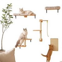 Étagères murales pour chats Road Cat 5-en-1, meubles muraux modernes pour chats, perchoirs, griffoirs, ensemble d'escalade, anti-griffures/anti-dérapant