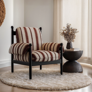 Fauteuil rétro Wabi Sabi français en bois massif, dossier haut, pour salon, tissu en coton et lin, rembourrage en mousse - Product Image 3