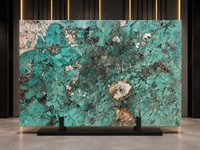 Pierre de projet en amazonite verte polie et quartzite turquoise pour comptoirs sur mesure, murs décoratifs et bureaux d'accueil