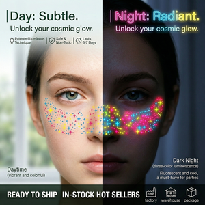Tatouages temporaires phosphorescents en gros, réactifs aux UV et à la lumière noire, autocollants corporels imperméables pour fêtes, festivals et clubs - Product Image 3