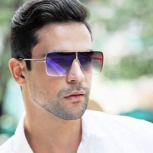 Gafas de Sol Personalizadas con Logotipo, Retro 2025, Parte Superior Plana, para Hombre, Lentes de una Pieza Extra Grandes, Protección UV400, Montura Cuadrada Grande - Product Image 1