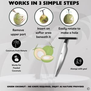 Coconut Opener Tool - Convenient and Easy to Use - Compatible with Peeled Thai Coconuts - <b>Kitchen</b> Utensils <b>Kitchen</b> <b>Accessories</b> - Product Image 3