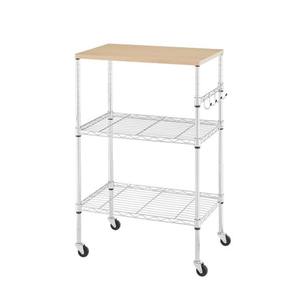 Adjustable Height Heavy Duty Multi-Function Stainless Steel Kitchen <b>Wire</b> <b>Basket</b> Trolley - Product Image 2