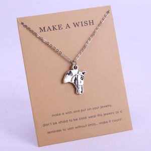 प्रेरणादायक उपहार के साथ संदेश इच्छा कार्ड पशु बंदर पैंथर उल्लू हार्स फॉक्स बिल्ली कुत्ते पंजा के लिए हाथी लटकन हार महिलाओं - Product Image 1