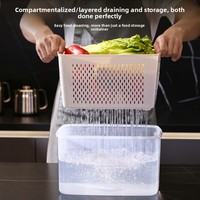 Panier de drainage en PP à prix d'usine, hermétique et compatible micro-ondes, pour le stockage des fruits et légumes en cuisine