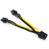 كابل PCI Express PCIe نحاسي نقي 18AWG، موصل أنثى 6 سنون إلى موصل ذكر مزدوج 8 سنون (6+2) لبطاقات الرسومات GPU