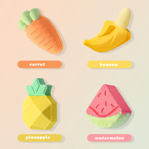 Bombes de bain artisanales véganes écologiques 100% naturelles en forme de fruits colorés 85g avec logo personnalisé pour une relaxation, une hydratation et un nettoyage relaxants, idéales pour les spas - Product Image 3