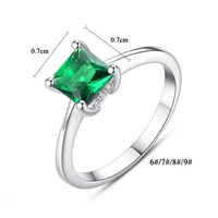 925 argent Sterling princesse coupe cubique zircone anneau bijoux plaqué rhodium carré émeraude vert pierre précieuse marque anneaux pour les femmes