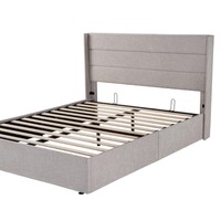 Lit de rangement Queen avec vérin à gaz, tailles King 180x200 et 160x200, tiroirs intégrés, économique, en bois, moderne, haut de gamme, pour hôtel