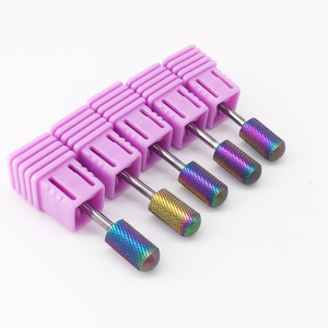 Fraise à ongles en carbure de tungstène à revêtement arc-en-ciel, à tête ronde lisse, pour le retrait de gel et d'acrylique, compatible avec les machines <span class=keywords><strong>Dremel</strong></span> - Product Image 3