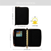 Hongbo Best-seller Personal Lux 24-Color A7 Pebble 6 Ring Zipper Budget Binder Enveloppe Wallet avec Strap / Fly Leaf Disponible
