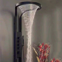 Ensemble de douche de salle de bain de luxe en or noir système de douche à cascade à effet de pluie multifonction mural pommeau de douche
