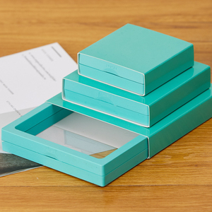 Petite boîte de présentation carrée flottante avec film PE transparent, étui portable <span class=keywords><strong>pour</strong></span> le rangement de bijoux (boucles d'oreilles, colliers, lunettes, pierres précieuses) - Product Image 1