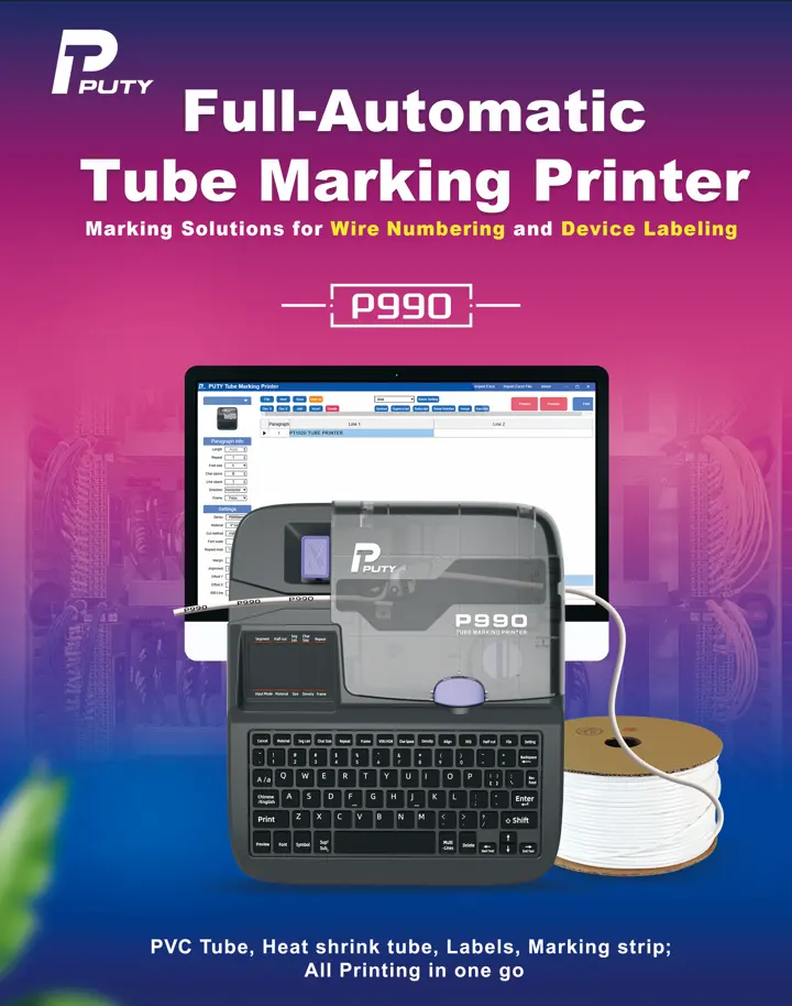 디지털 상업용 P990 케이블 와이어 라벨 프린터 케이블 태그 프린터가 무선 잉크가없는 열 수축 튜브 프린터 인쇄