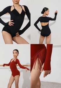 पेशेवर खोखले बैक लंबी आस्तीन नृत्य लेटिन साल्सा समबा बॉलरूम नृत्य शीर्ष प्रदर्शन लड़कियों के लिए पोशाक - Product Image 4