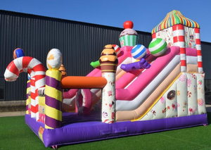 Castillo Inflable Navideño con Tobogán y Zona de Saltos, Diseño de Casa de Santa Claus, para Fiestas Navideñas - Product Image 4