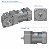 Motor Geared Reducer dengan Casing Logam Beralur, Output Berflens, Poros Proyeksi, Kaki Pemasangan, dan Transmisi Industri