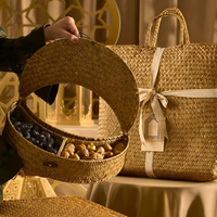 Boîte de rangement et d'emballage personnalisée en tissu brodé, forme croissant, pour desserts, pâtisseries, dattes et chocolats, qualité alimentaire, pour l'Aïd
