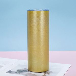 20oz Straight Skinny Tumbler Glitter Sublimation Coated Stainless Steel Vacuum <b>Thermal</b> <b>Mug</b> with Lid Custom - Product Image 4