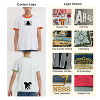 T-shirt uni à manches courtes de haute qualité pour hommes, logo personnalisé imprimé, coupe classique, respirant, prix bas