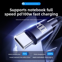 Cable de Carga Rápida USB-C a Tipo-C de 100W 5A con Trenzado de Nailon, Conductor de Cobre Puro para Teléfono Móvil IOS, Tableta, Portátil - OEM Duradero