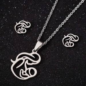 <span class=keywords><strong>Collana</strong></span> e orecchini in acciaio inox alla moda mamma bambino materno festa della mamma <span class=keywords><strong>collana</strong></span> pendente per la festa della mamma regalo - Product Image 4