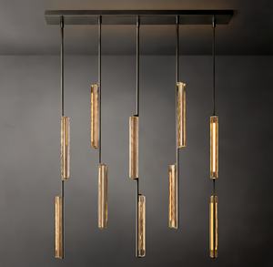 Minimalisme italien, éclairage LED à intensité variable, faisceau à 360°, cristaux K9, gouttes de cuivre verticales, luminaires suspendus, lampes en forme de goutte d'eau, décoration intérieure de luxe - Product Image 4