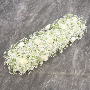 Coureur de fleurs rose personnalisé 2 mètres rangée de fleurs blanches toile de fond murale rose pour décoration de mariage - Product Image 1