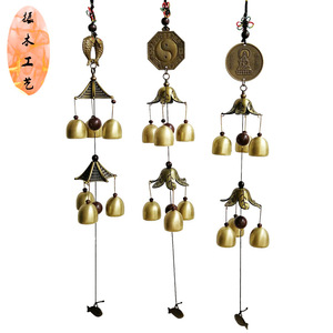 Campanas de viento de 2 pisos al por mayor, con diseños de Doble Pez, <span class=keywords><strong>Ocho</strong></span> <span class=keywords><strong>Trigramas</strong></span>, Qil, Pavo Real y Colgantes Kangxi, estilo japonés, en stock - Product Image 3