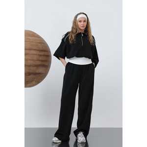 Ensemble deux pièces en tricot pour femmes Noir Manches longues Décontracté Automne Respirant - Product Image 3