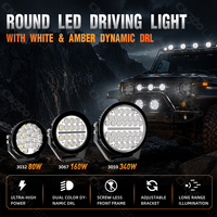 Feux de route LED 160W ronds de 7 pouces pour tout-terrain 4x4, projecteur avec DRL dynamique blanc ambre