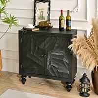Meuble de rangement INNOVA Home Accent, style farmhouse, panneau en bois sculpté noir unique, antique, 2 portes, meubles de maison, bar à domicile, salle à manger