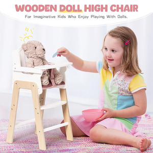 <span class=keywords><strong>Chaise</strong></span> <span class=keywords><strong>haute</strong></span> de poupée <span class=keywords><strong>en</strong></span> <span class=keywords><strong>bois</strong></span> rose pour poupées de 18 pouces jouet de jeu de simulation réglable avec accessoires d'alimentation - Product Image 2