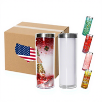 Gobelet isotherme USA RTS 20oz à double paroi, intérieur en acier inoxydable, extérieur en plastique blanc, pour sublimation, avec trou pré-percé