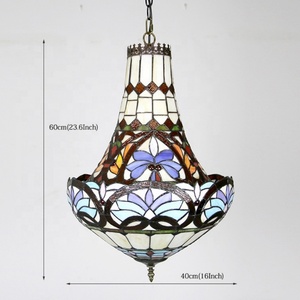 Lustre personnalisé LongHuiJing de style baroque Tiffany avec abat-jour en verre teinté - Product Image 3